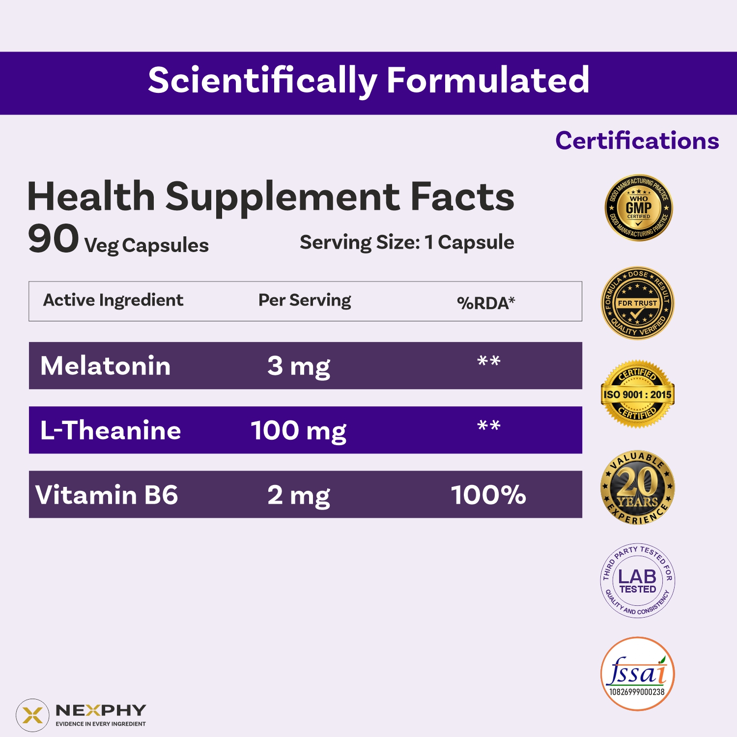 Melatonin 3mg with L-Theanine 100mg & Vitamin B6 | Triple Action Sleep Supplement for Adults | Non-Habit-Forming, Restful Sleep & Relaxation | 90 Veg Capsules